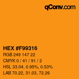 Farbcode: HEX #F99316 | qconv.com