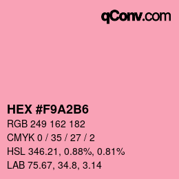 颜色代码: HEX #F9A2B6 | qconv.com