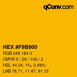 Farbcode: HEX #F9B800 | qconv.com