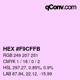 カラーコード: HEX #F9CFFB | qconv.com