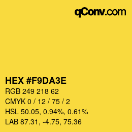 Color code: HEX #F9DA3E | qconv.com