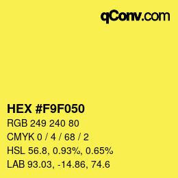 Color code: HEX #F9F050 | qconv.com