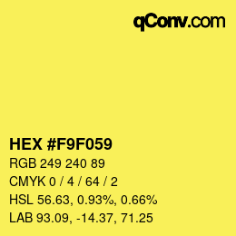 Color code: HEX #F9F059 | qconv.com