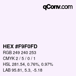 Color code: HEX #F9F0FD | qconv.com