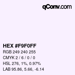 Color code: HEX #F9F0FF | qconv.com