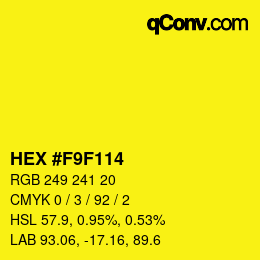 Color code: HEX #F9F114 | qconv.com