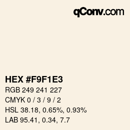 Code couleur: HEX #F9F1E3 | qconv.com