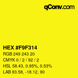 Color code: HEX #F9F314 | qconv.com