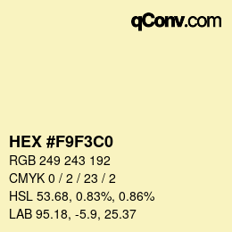 Color code: HEX #F9F3C0 | qconv.com