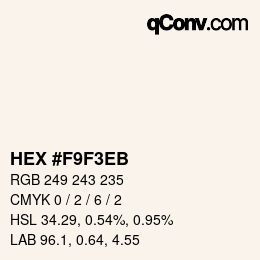 Color code: HEX #F9F3EB | qconv.com