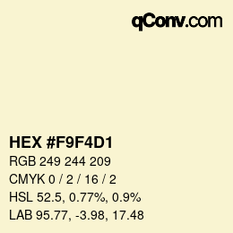 Color code: HEX #F9F4D1 | qconv.com