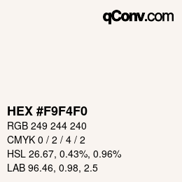 Color code: HEX #F9F4F0 | qconv.com