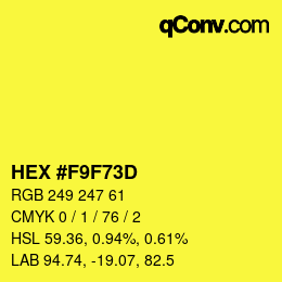 Color code: HEX #F9F73D | qconv.com