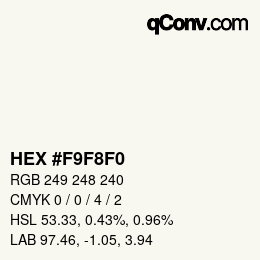 Color code: HEX #F9F8F0 | qconv.com