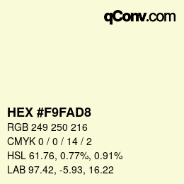 カラーコード: HEX #F9FAD8 | qconv.com