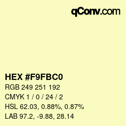 カラーコード: HEX #F9FBC0 | qconv.com
