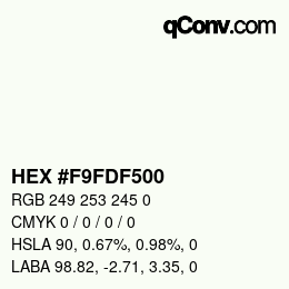 Color code: HEX #F9FDF500 | qconv.com
