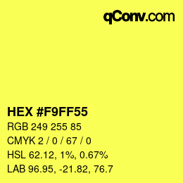 颜色代码: HEX #F9FF55 | qconv.com