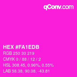 カラーコード: HEX #FA1EDB | qconv.com