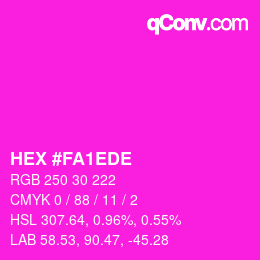 Color code: HEX #FA1EDE | qconv.com