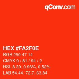 Color code: HEX #FA2F0E | qconv.com