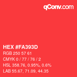 Código de color: HEX #FA393D | qconv.com