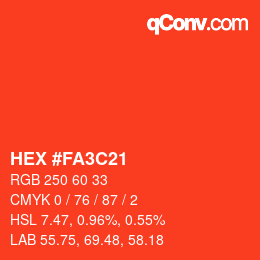 Color code: HEX #FA3C21 | qconv.com