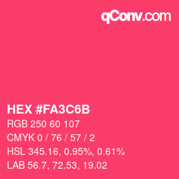 Color code: HEX #FA3C6B | qconv.com