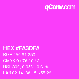 Color code: HEX #FA3DFA | qconv.com