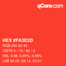 Farbcode: HEX #FA3E2D | qconv.com