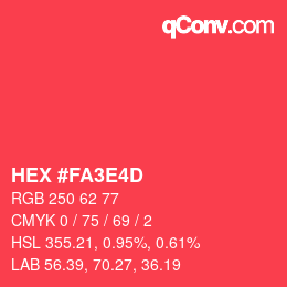 Color code: HEX #FA3E4D | qconv.com