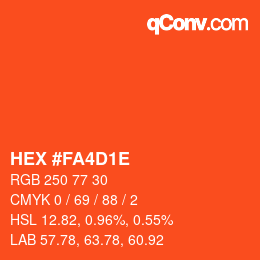 カラーコード: HEX #FA4D1E | qconv.com