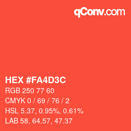Color code: HEX #FA4D3C | qconv.com