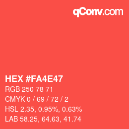 カラーコード: HEX #FA4E47 | qconv.com