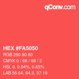 Farbcode: HEX #FA5050 | qconv.com