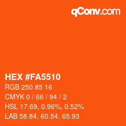颜色代码: HEX #FA5510 | qconv.com