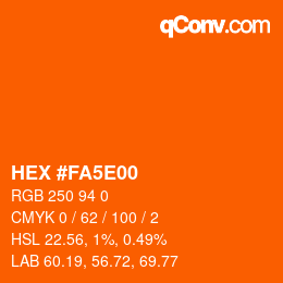 Color code: HEX #FA5E00 | qconv.com