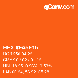 Color code: HEX #FA5E16 | qconv.com