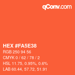カラーコード: HEX #FA5E38 | qconv.com