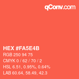 カラーコード: HEX #FA5E4B | qconv.com