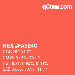 カラーコード: HEX #FA5E4C | qconv.com