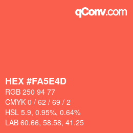 Código de color: HEX #FA5E4D | qconv.com