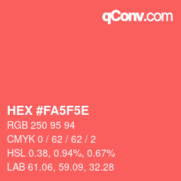 Color code: HEX #FA5F5E | qconv.com
