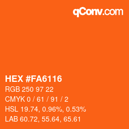 Color code: HEX #FA6116 | qconv.com