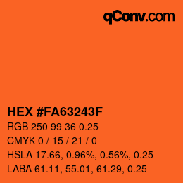 カラーコード: HEX #FA63243F | qconv.com