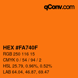 カラーコード: HEX #FA740F | qconv.com