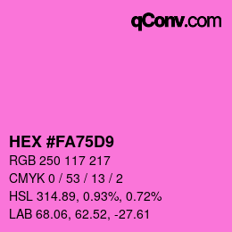 Color code: HEX #FA75D9 | qconv.com