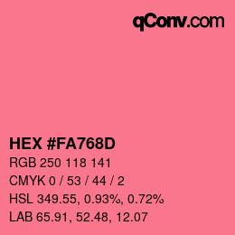 颜色代码: HEX #FA768D | qconv.com
