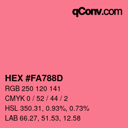 カラーコード: HEX #FA788D | qconv.com