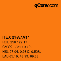 Color code: HEX #FA7A11 | qconv.com